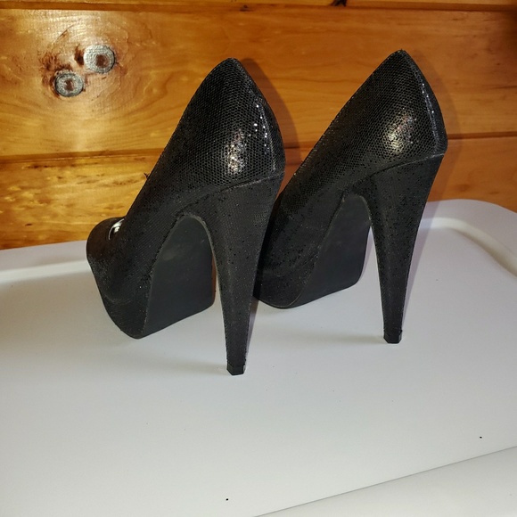 Just Fab sparkly 5" black heels, size 7 - Picture 3 of 5